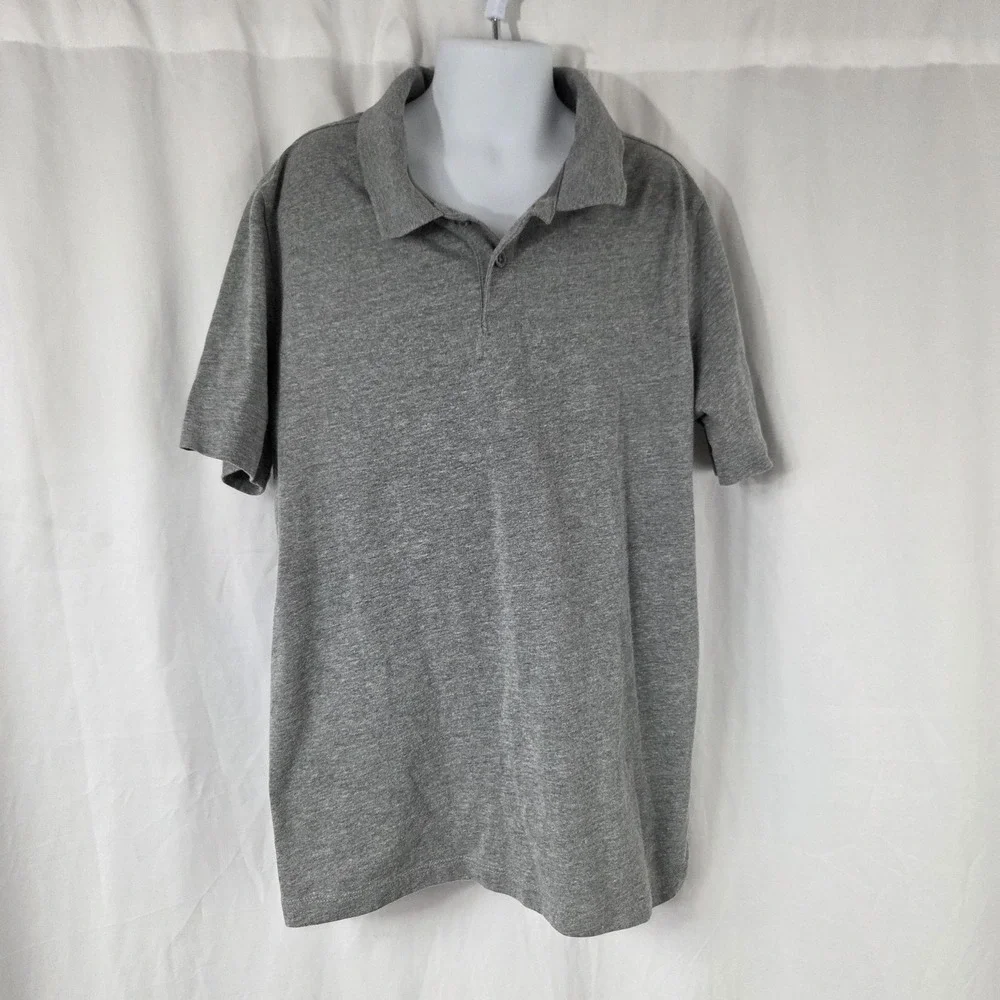 Old Navy Polo Shirt Boys 10-12 Gray Short Sleeve Jersey Tagless School Uniform